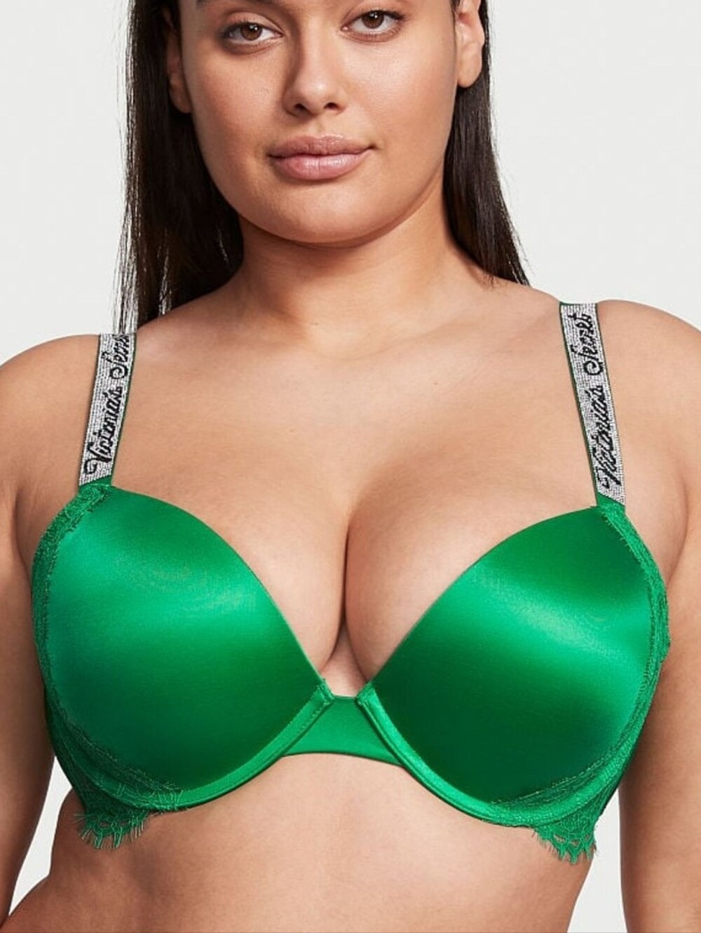 Victoria's Secret Bling Very Sexy Push Up Lace Kelly Green Bra 36D Lingerie